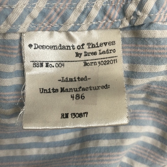 Descendant of Thieves Blue White Pink Stripes shrt slv button down sz XXL GUC - Picture 9 of 17